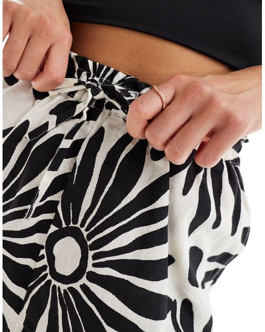 New Look Black Patterned Linen Shorts