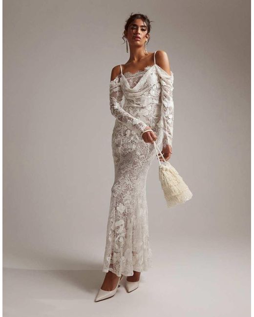ASOS Statement Applique Lace Fishtail Maxi Wedding Dress in Grey | Lyst UK ASOS Statement Applique Lace Fishtail Maxi Wedding Dress in Grey | Lyst UK
