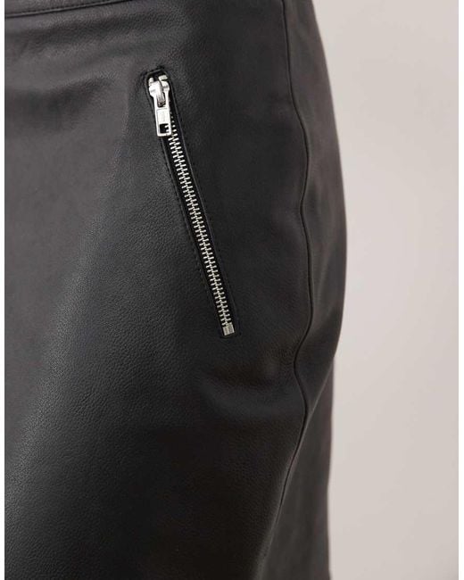Barney's Originals Natural Classic Leather Mini Skirt