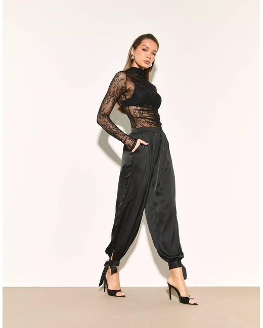Noughts & Kisses Natural Satin Balloon Leg Tie Detail Trouser