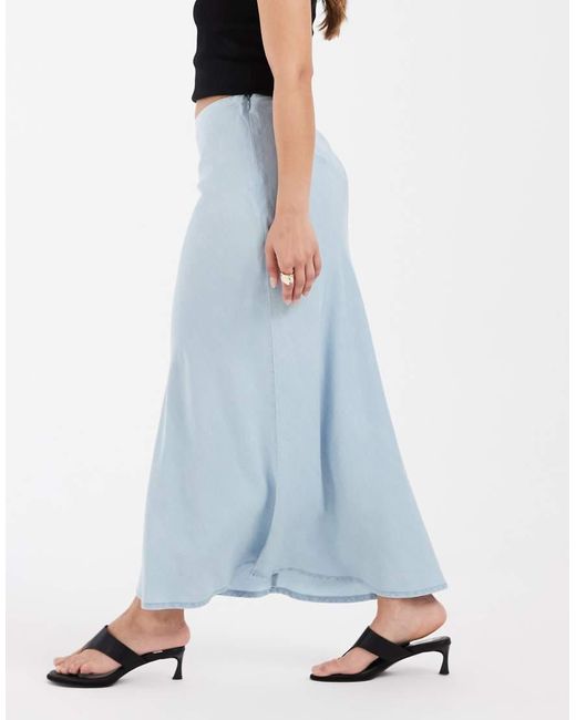 Only Petite Blue Chambray Denim Maxi Skirt
