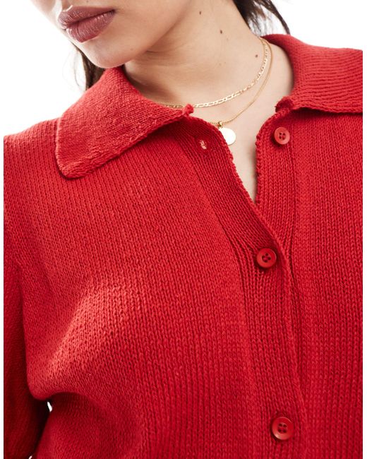 ASOS Red Short Sleeve Cardigan