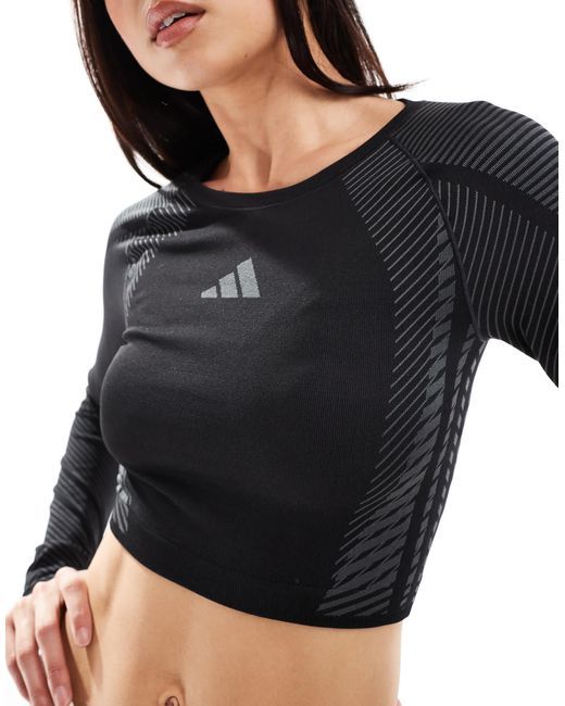 Adidas Originals Black Adidas training – nahtloses, langärmliges oberteil