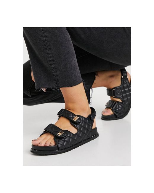 Public Desire Black Carmen Chunky Grandad Sandals