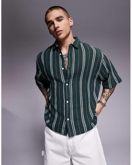 ASOS Recht Oversized Gestreept Overhemd in het Gray voor heren