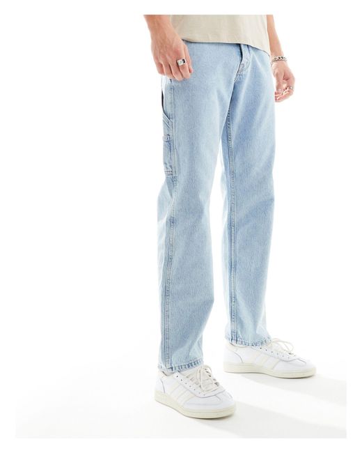 Only & Sons – helle jeans mit geradem schnitt und kante in Blue für Herren