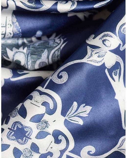 ASOS Blue Floral Pattern Satin Bandana for men