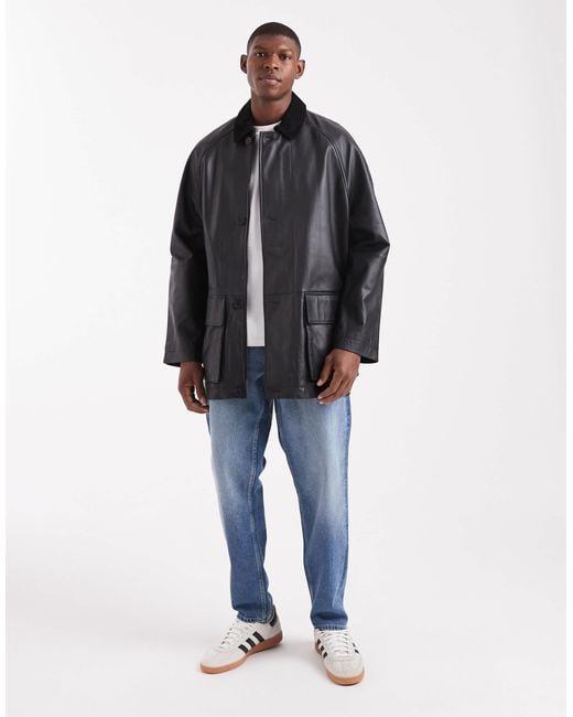 ASOS Blue Mid Length Coach Jacket for men