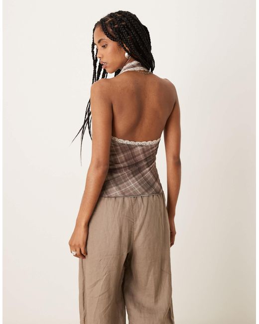 ASOS Brown – neckholder-oberteil aus netzstoff