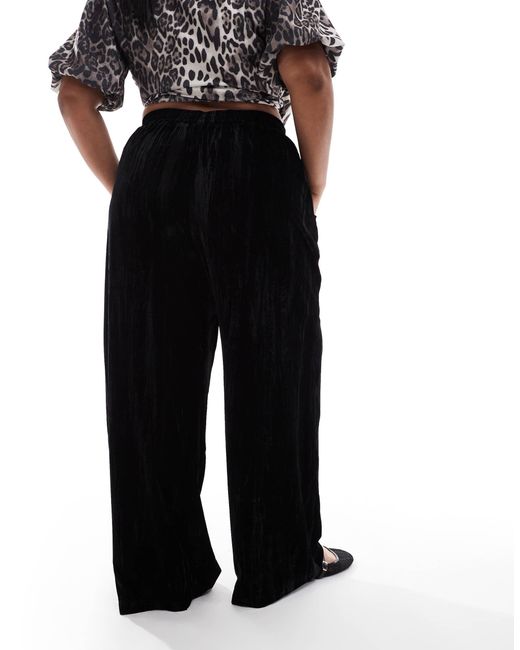 ASOS Black Curve Crinkle Velvet Pull On Trouser