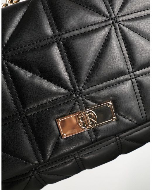 River Island Black Quilted Cross Body Bag With Gold Chain Detail