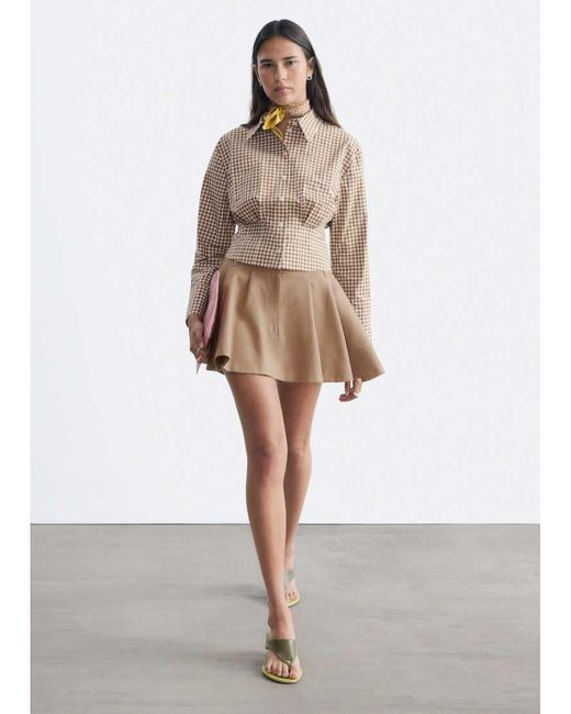 & Other Stories Brown Pure Cotton Shirt With Cinch Waist Detail