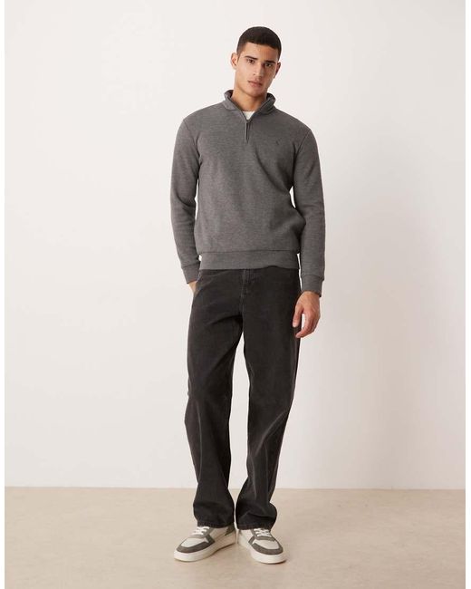 Polo Ralph Lauren Gray Icon Logo Lightweight Double Knit Tech Half Zip Sweatshirt for men