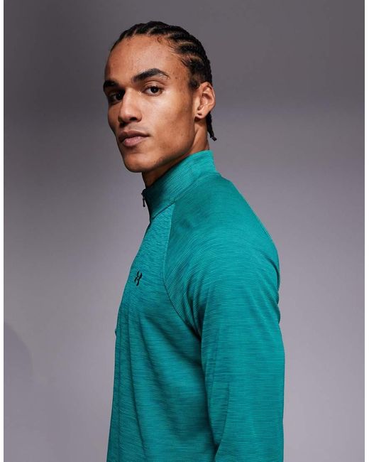 Under Armour Blue Tech Textured Half-zip T-shirt for men