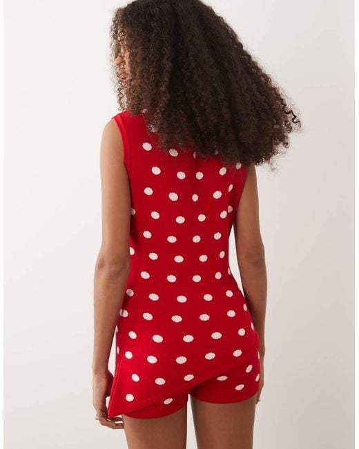 ASOS Red Knitted Asymmetric Top Co-ord
