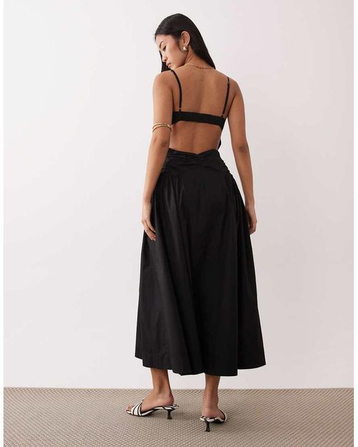 Nia Black Sawtelle Ruched Waist Midaxi Dress