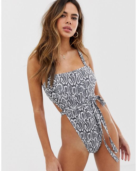 high leg belted swimsuit