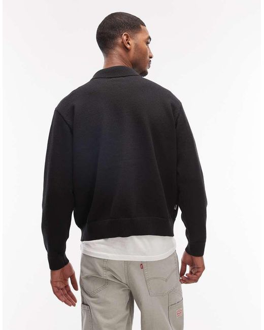 Obey Blue Matt Stripe Zip Up Knitted Jumper for men