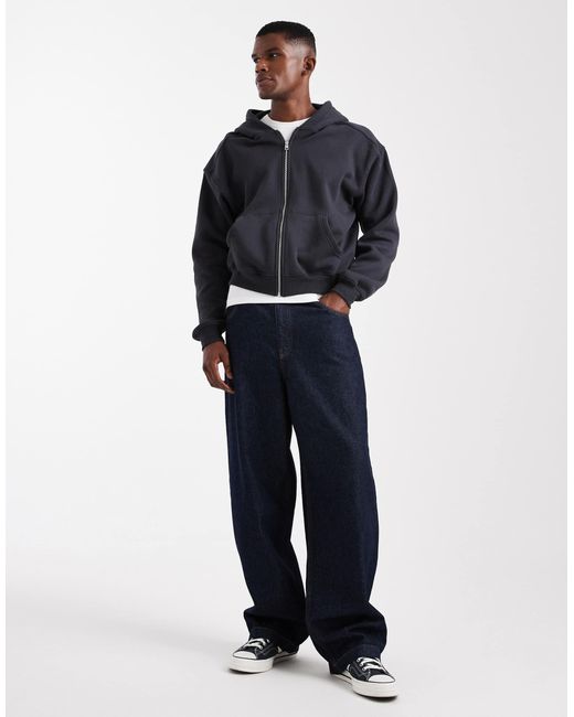 Cotton On – cropped-kapuzenjacke in Blue für Herren