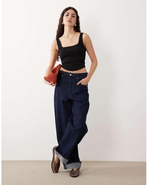Miss Selfridge Black Corset Top