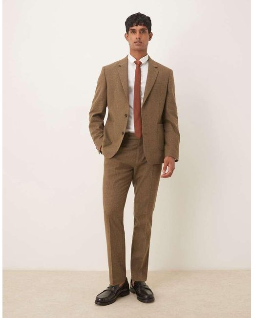 ASOS Brown Slim Suit Jacket With Wool for men
