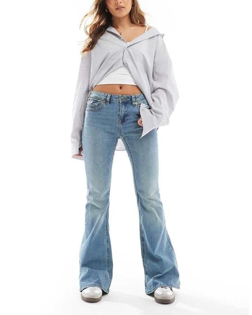 Stradivarius Blue Low Rise Flare Jean