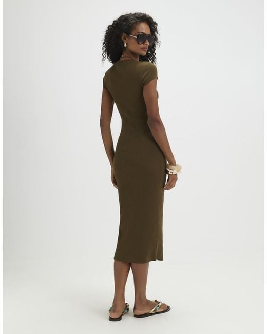 River Island Green Cotton Blend Cap Sleeve Midi Dress
