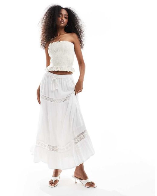 Wednesday's Girl White Broderie Midaxi Skirt