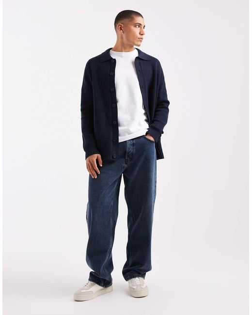 Cardigan di Threadbare in Blue da Uomo