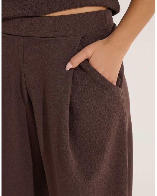 PixieGirl Brown Petite Jersey Pleated Barrel Trousers