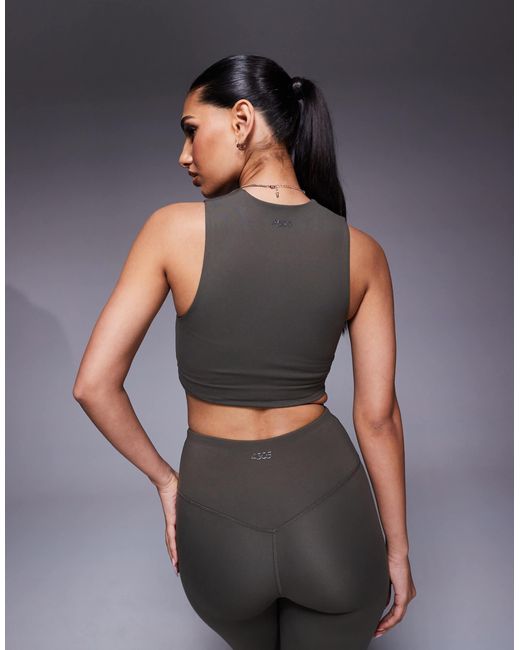 4505 Gray Icon High Neck Tank With Inner Bra