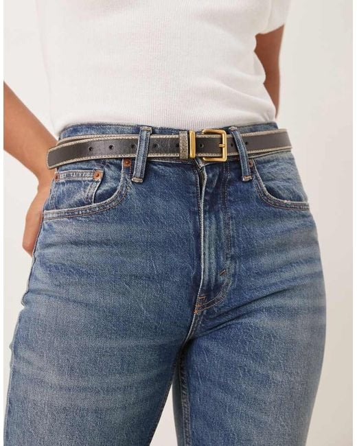 ASOS Blue Waist And Hip Belt With Square Buckle And Distressed Design