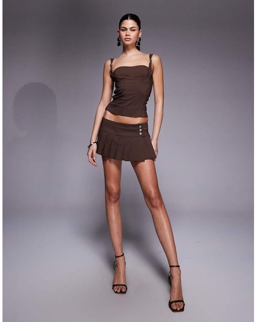 I.AM.GIA Gray Idez Metal Hardware Strap Seam Detail Corset Top