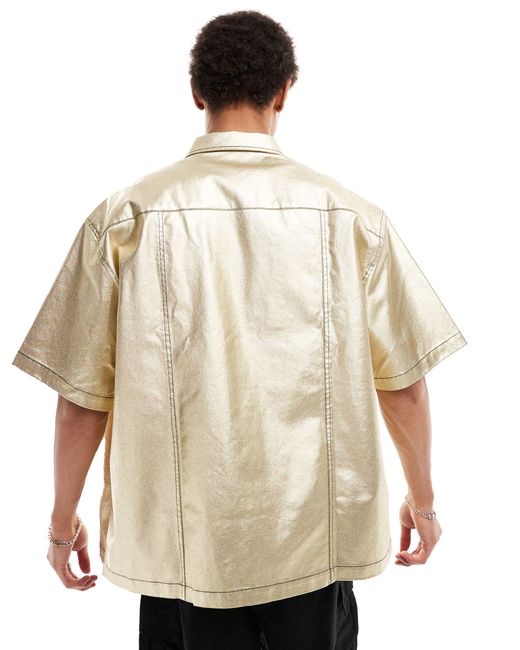 ASOS White Short Sleeve Boxy Oversized Coated Denim for men