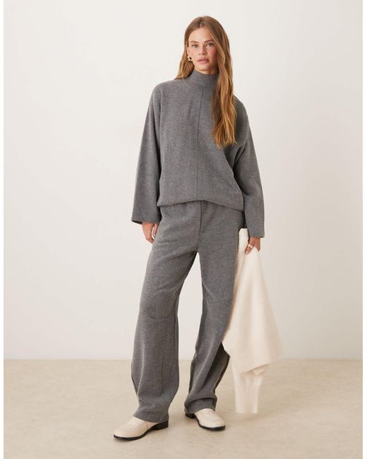 ASOS Gray Supersoft Seam Front Longline Roll Neck Co-ord