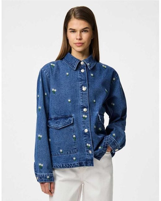 Pieces Denim Overhemd in het Blue