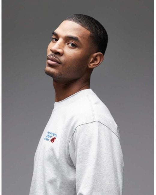 New Balance Gray Athletics Premium Logo Sweatshirt for men