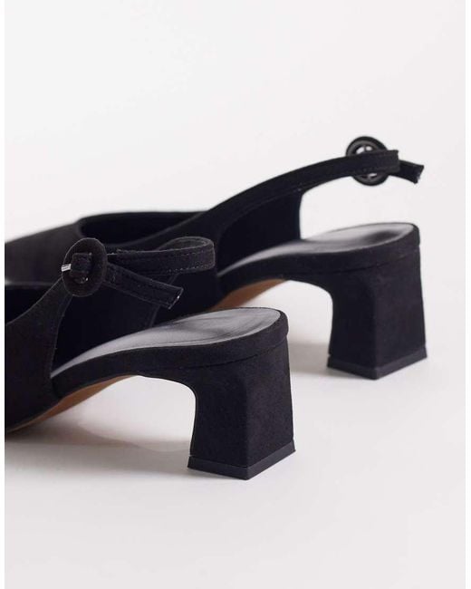 ASOS Blue Swift Sling Back Block Heeled Shoes