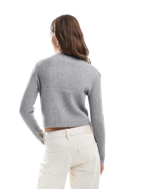 ONLY Gray Structured Ribbed Knitted Cardigan