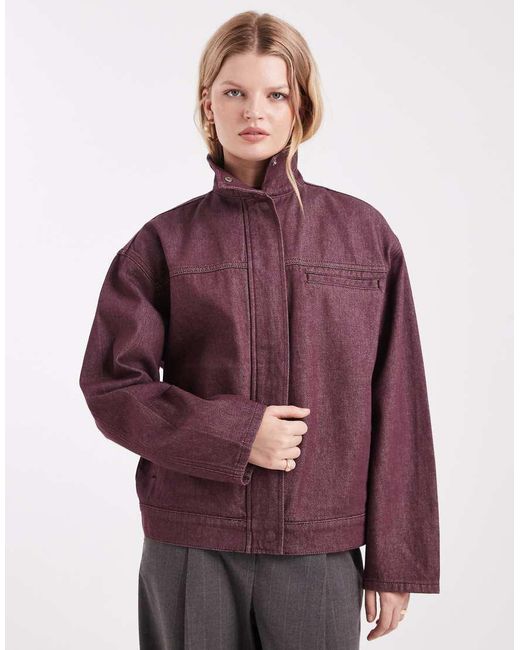ASOS Purple Denim Funnel Neck Jacket