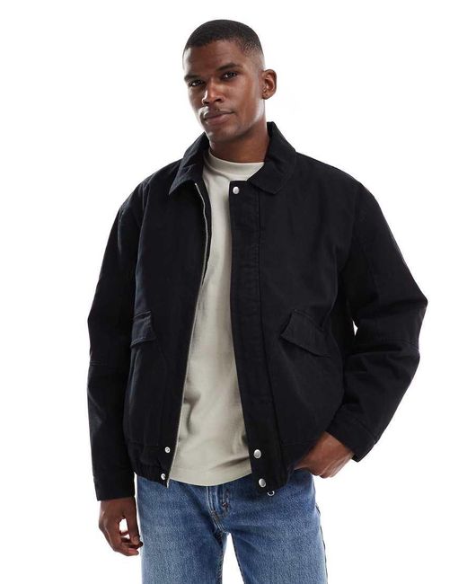 ASOS Blue Washed Bomber Jacket for men