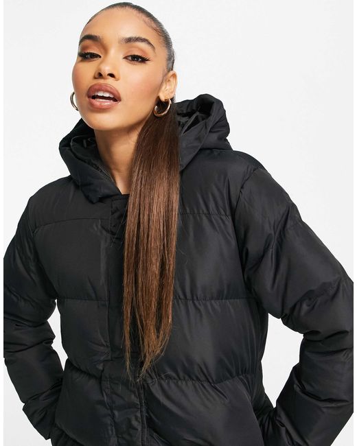 Threadbare Black Hayley Mid Length Puffer Jacket