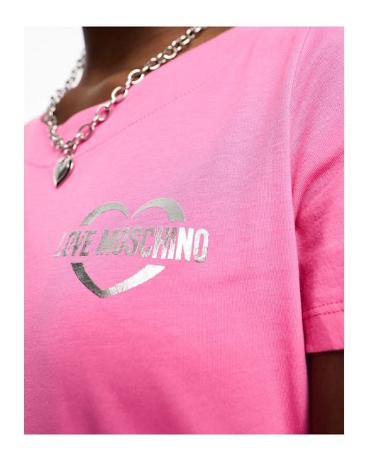 Vestido rosa estilo camiseta con logo Love Moschino de color Pink