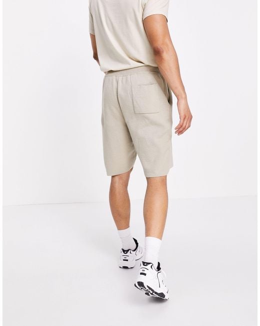 Bershka Short Met Trekkoord in het Naturel voor heren - Lyst