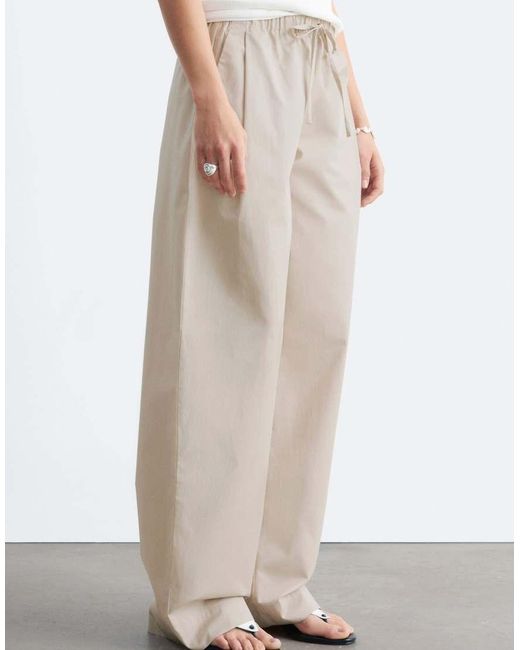 & Other Stories White Wide Leg Cotton Pull On Pants