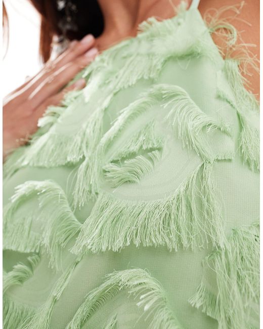 Y.A.S Green Textured Cami Swing Mini Dress