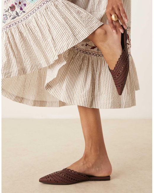 ASOS Natural Labyrinth Cut-out Pointed Flat Mules