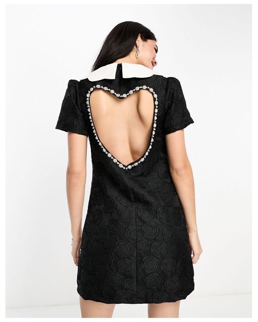Sister Jane Mini-jurk Met Hartvormige Uitsnijding En Versiering in het Black