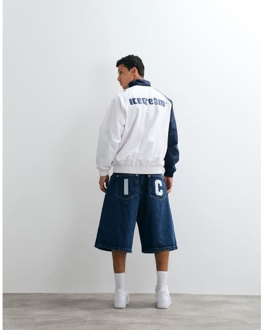 ICECREAM Blue Scoop Denim Jorts With With Running Dog for men