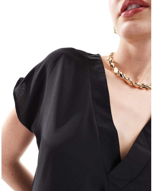 ASOS Black V-neck Woven Tee